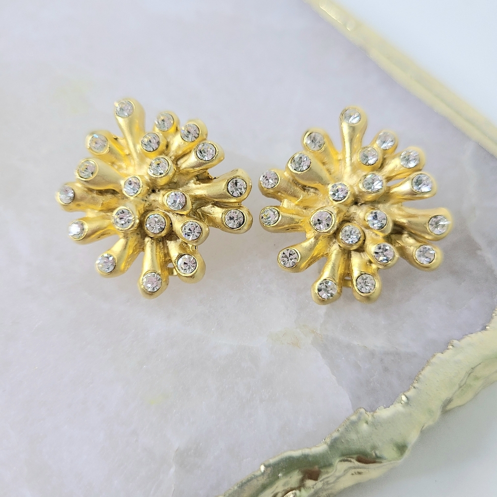 Norma Jean NJ Gold-Tone Starburst Vintage Clip-On Earrings